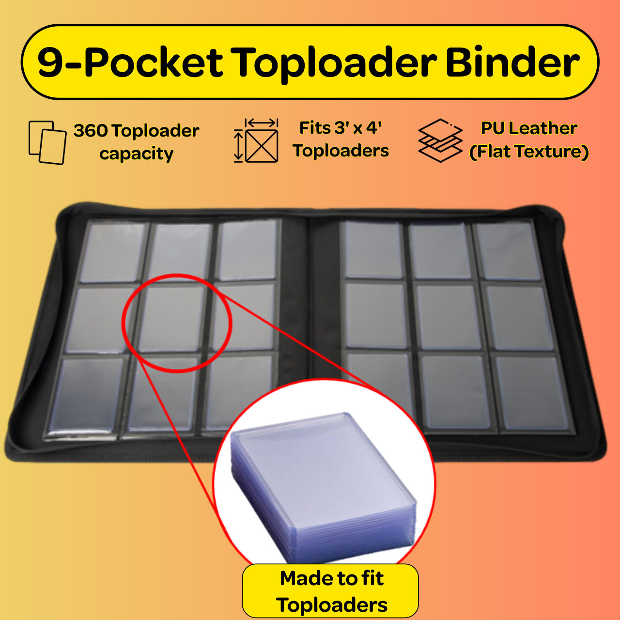9-Pocket Toploader Binder (PU Leather)