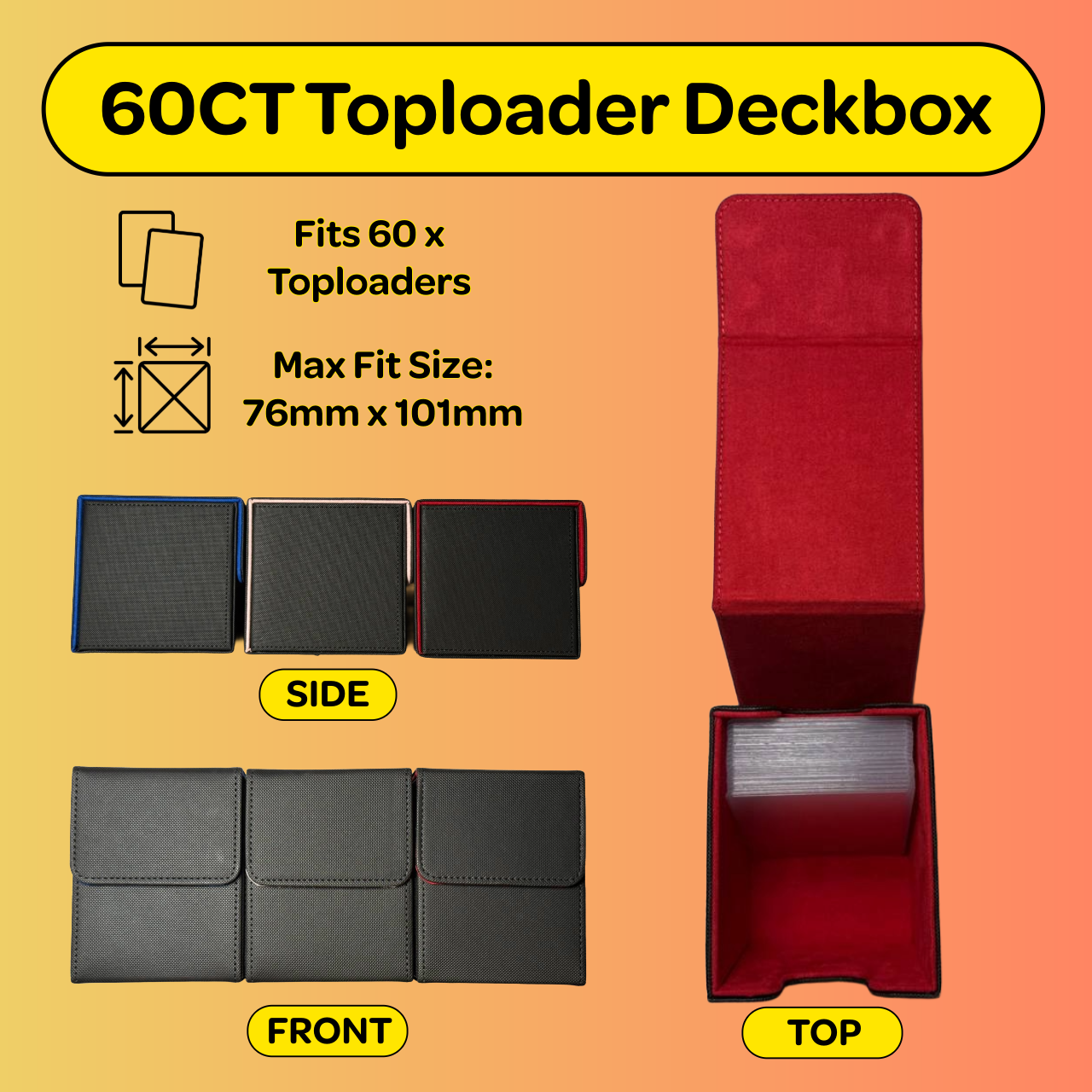 60CT PU Toploader Deckbox (Top-Load) (Red)